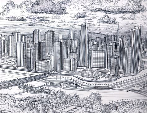 easy city drawing|future city drawing easy.